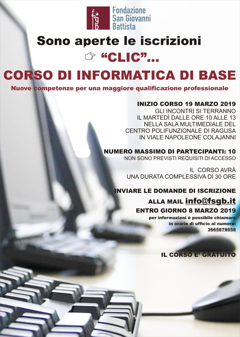 Per l’informatica basta un… “CLIC”, al via un corso di formazione di base