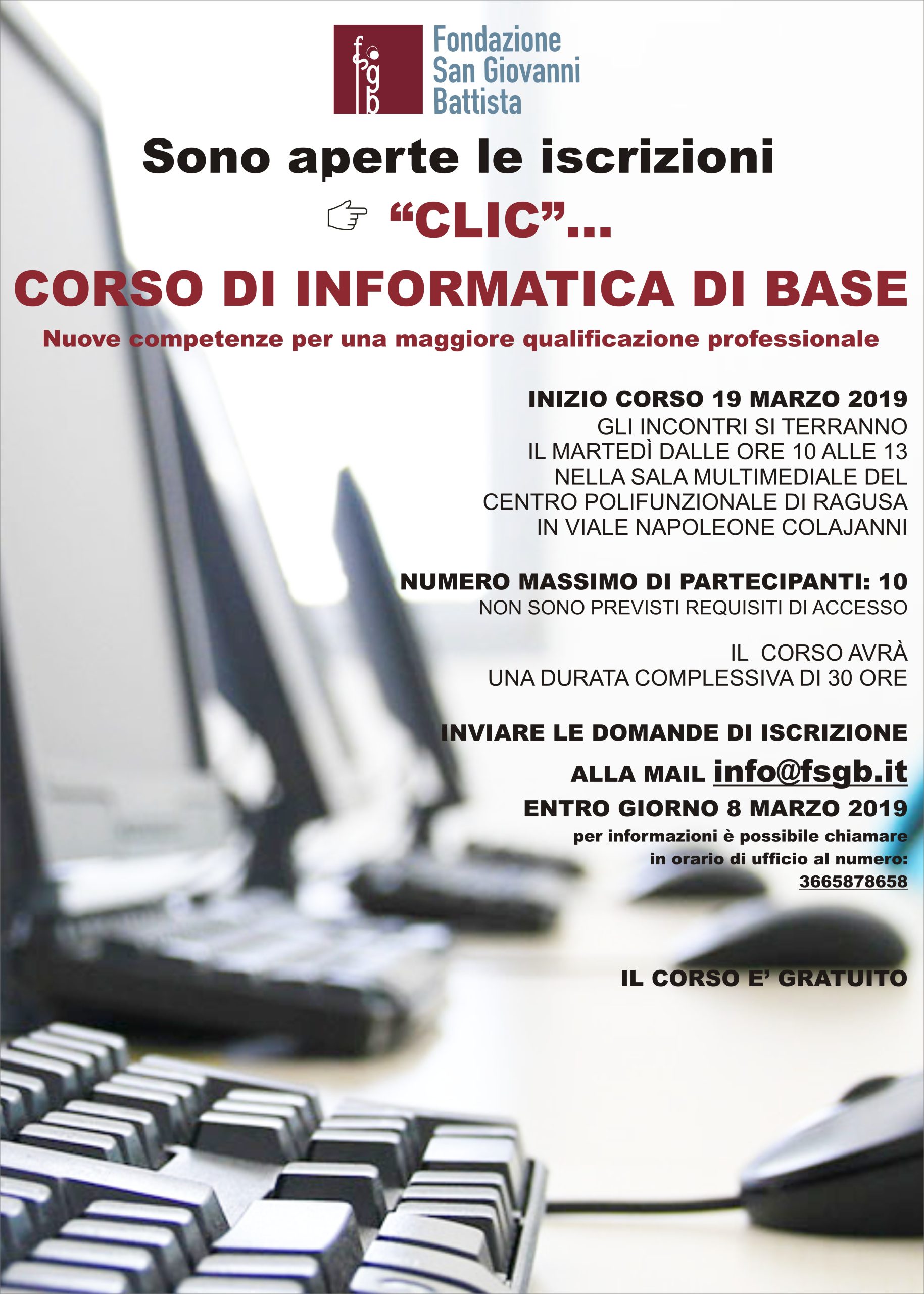Per l’informatica basta un… “CLIC”, al via un corso di formazione di base