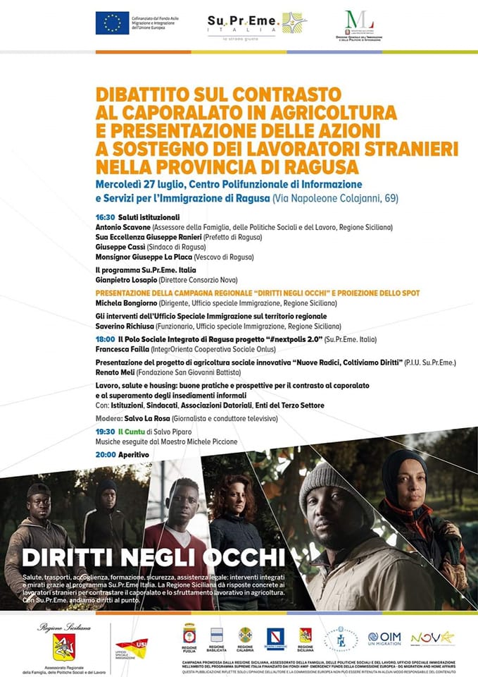 Diritti negli occhi, a Ragusa convegno sul contrasto al caporalato