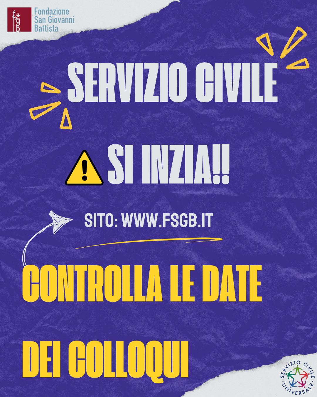 BANDO DI SERVIZIO CIVILE 2024 CALENDARI COLLOQUI DI SELEZIONE